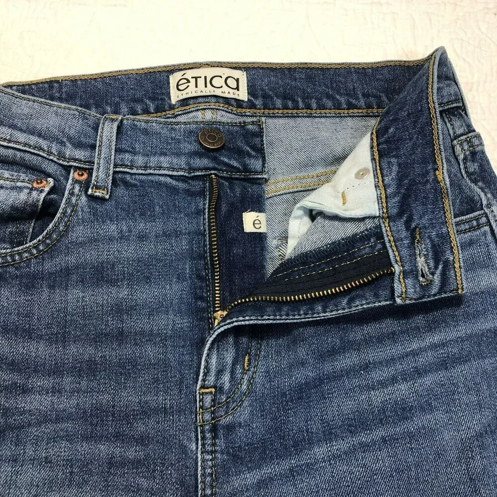 Ética Ethically Made Jeans Flare Blue Size 26 98% Organic Cotton Womens